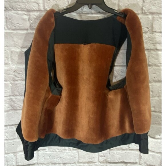 Motorcycle Vest Unisex 50 Chest Velvet Lined Black Faux Leather Pockets Snap 29 - Picture 10 of 15